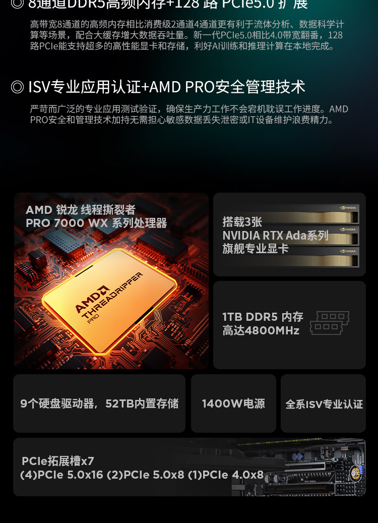 联想Think Station P8工作站，基于5纳米Zen4旗舰性能平台，释放5GHz专业生产力