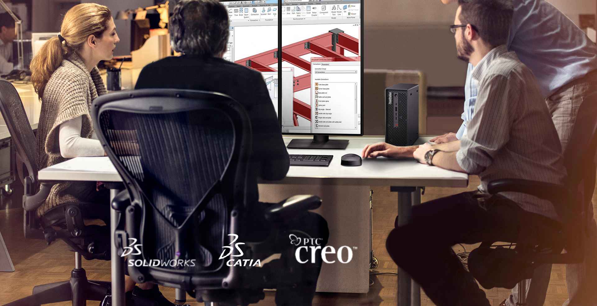 联想Think Station P3 ULTRA工作站，超小型规格却具备高性能，可支持7屏开展多任务办公